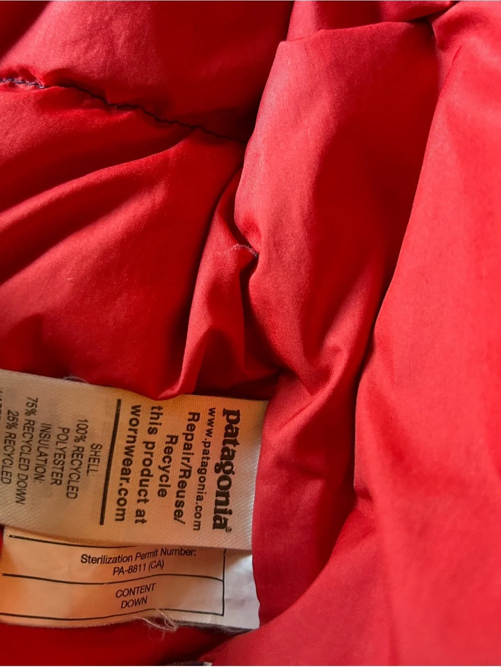 Patagonia Red Puffy Jacket with Multicolor Logo